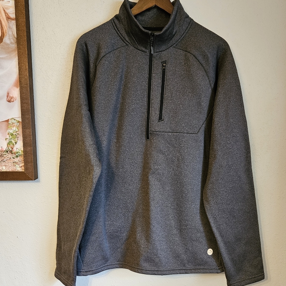 L.L.Bean Men's Sweater Fleece Pullover Quarter Zip Gray Size L Tall